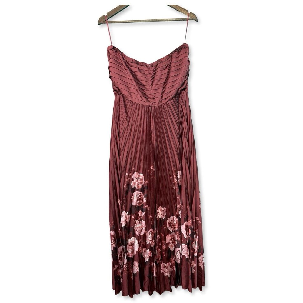 Abercrombie & Fitch Giselle Strapless Satin Maxi Dress | Size L | Rose Floral NW - Picture 8 of 12